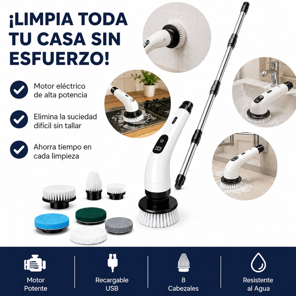 Limpiador Eléctrico Recargable 8 en 1
